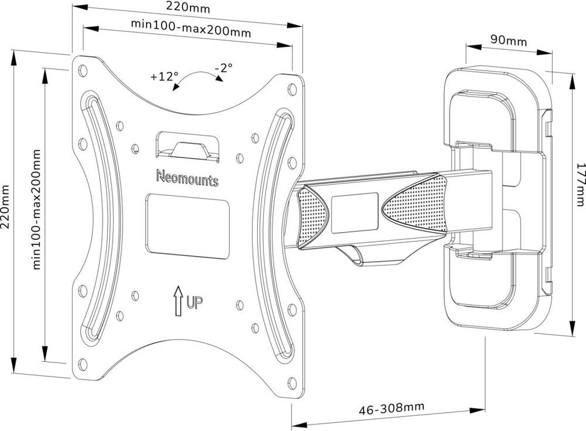 Neomounts by Newstar tv wandsteun - WL40-540BL12 - Zwart