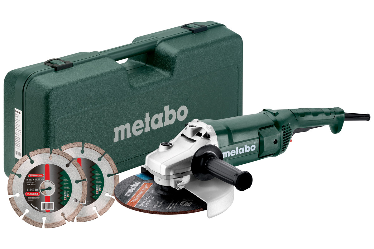 Metabo WE 2200-230 Haakse Slijper Set | 230mm | inclusief koffer en 2 slijpschijven