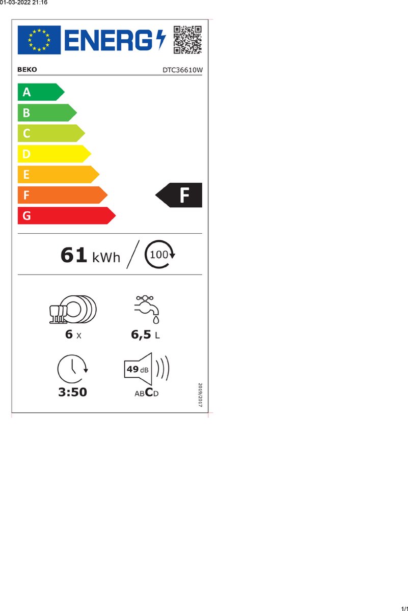 Beko DTC36610W vaatwasser