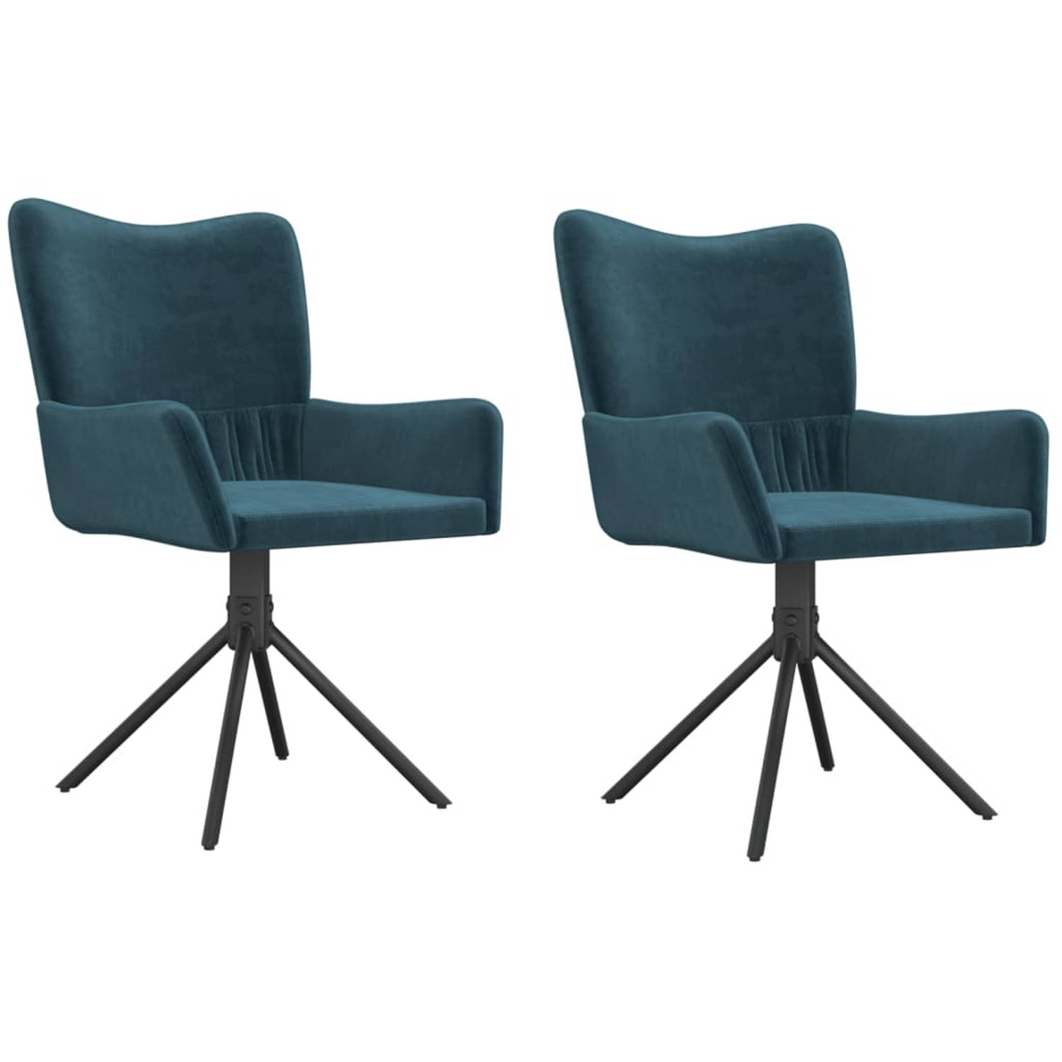 Vidaxl Eetkamerstoelen Draaibaar 2 St Fluweel - Blauw