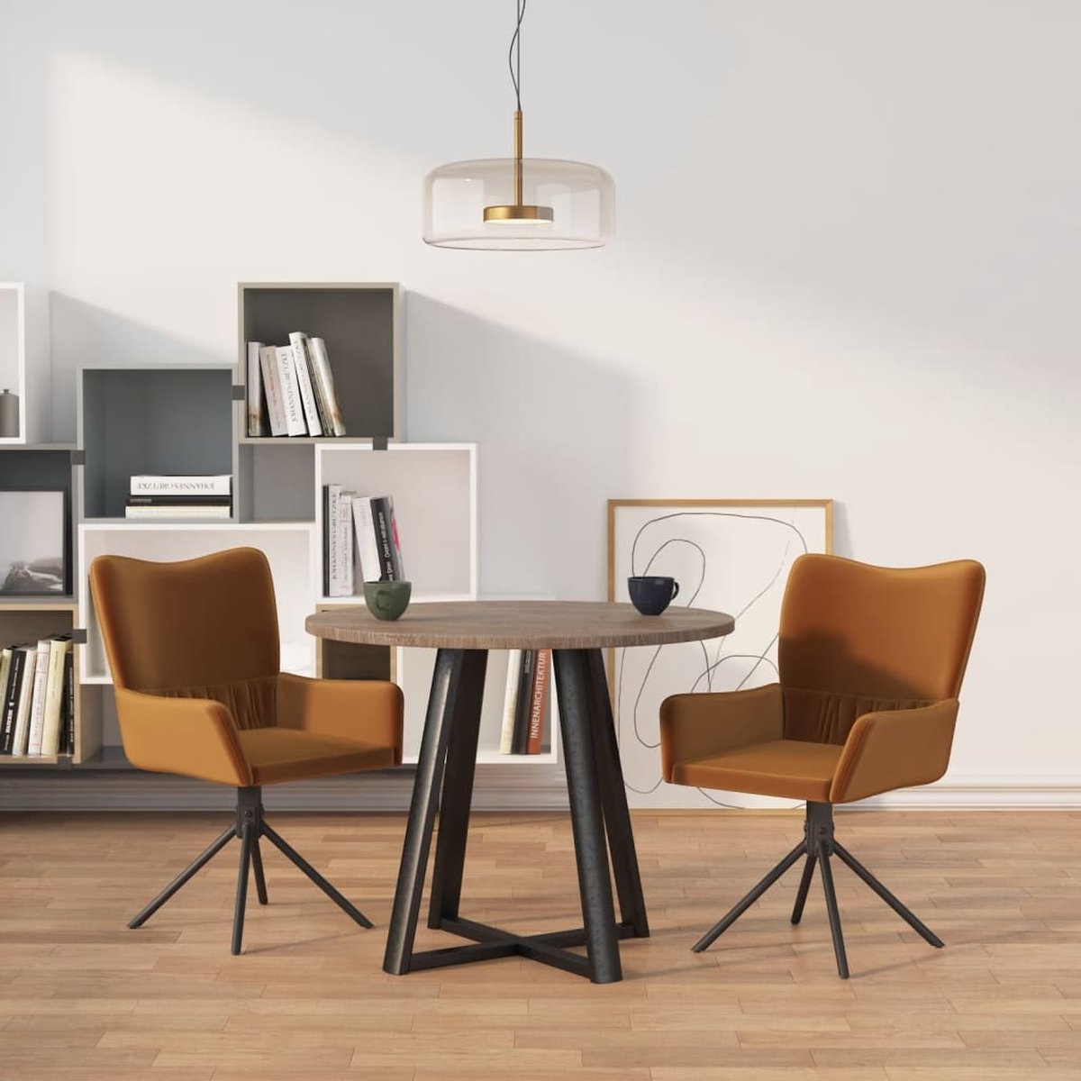 Vidaxl Eetkamerstoelen Draaibaar 2 St Fluweel - Bruin