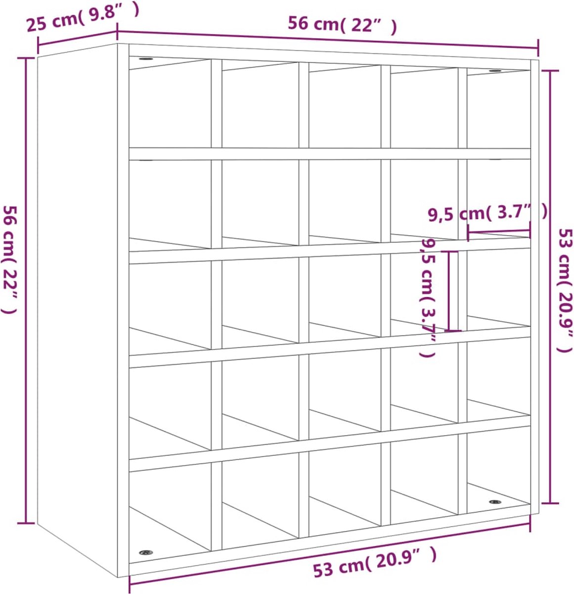 Vidaxl Wijnkast 56x25x56 Cm Massief Grenenhout - Bruin