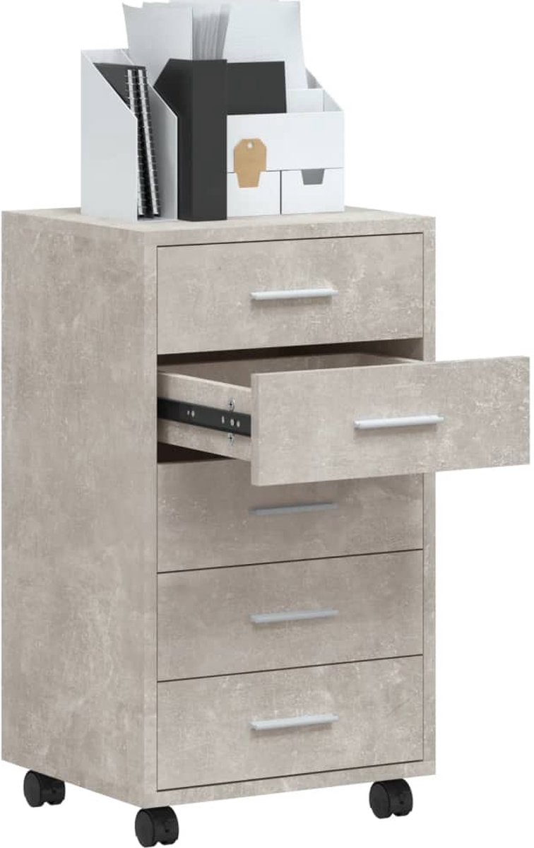 Vidaxl Ladekast Met Wieltjes Bewerkt Hout Beton - Grijs