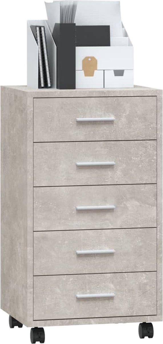 Vidaxl Ladekast Met Wieltjes Bewerkt Hout Beton - Grijs