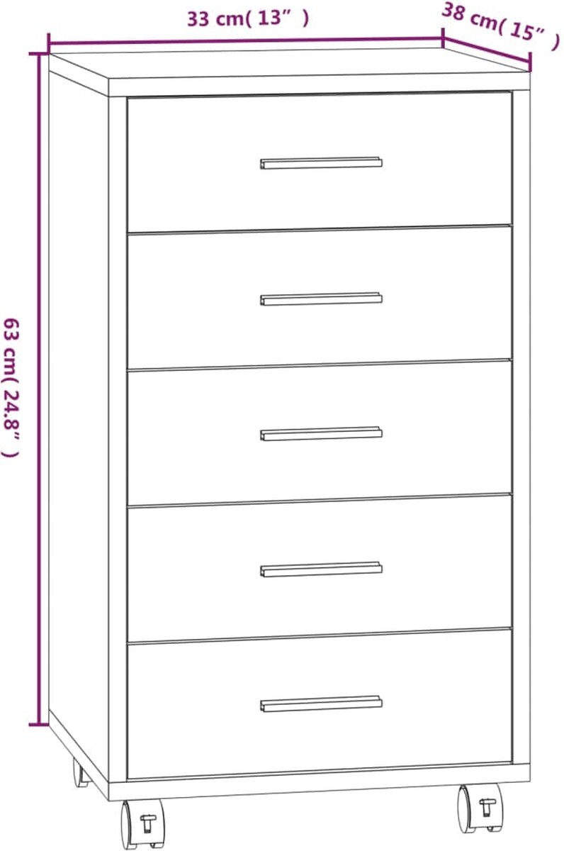 Vidaxl Ladekast Met Wieltjes Bewerkt Hout Beton - Grijs