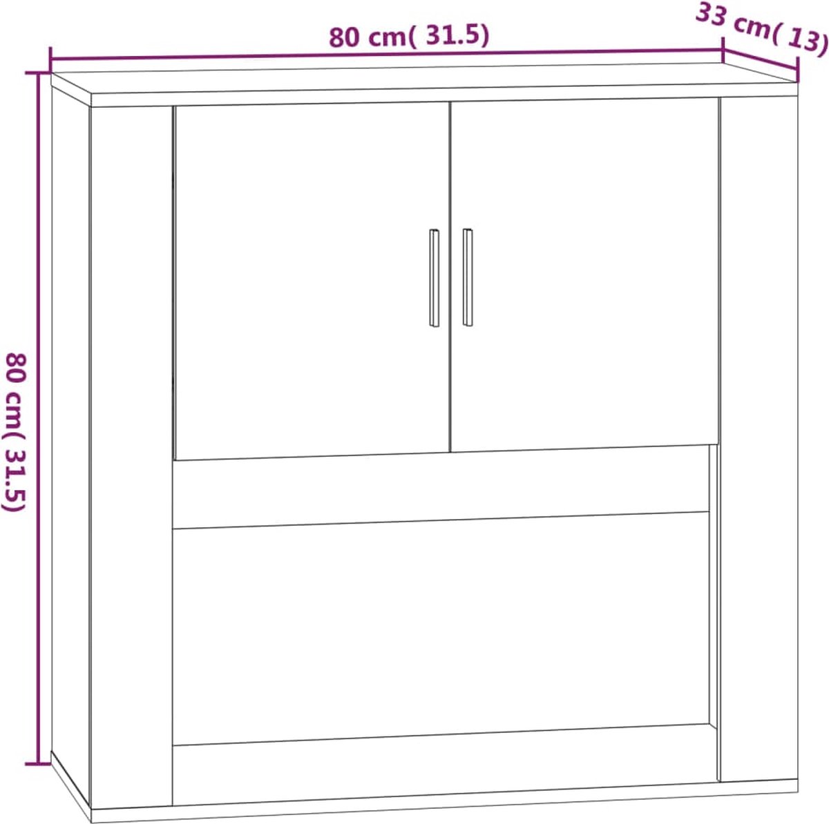 Vidaxl Wandkast 80x33x80 Cm Bewerkt Hout Beton - Gris