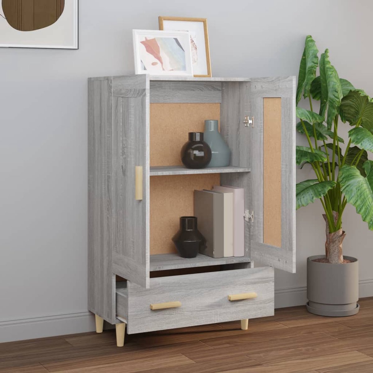 Vidaxl Hoge Kast 70x31x115 Cm Bewerkt Hout Sonoma Eikenkleurig - Grijs