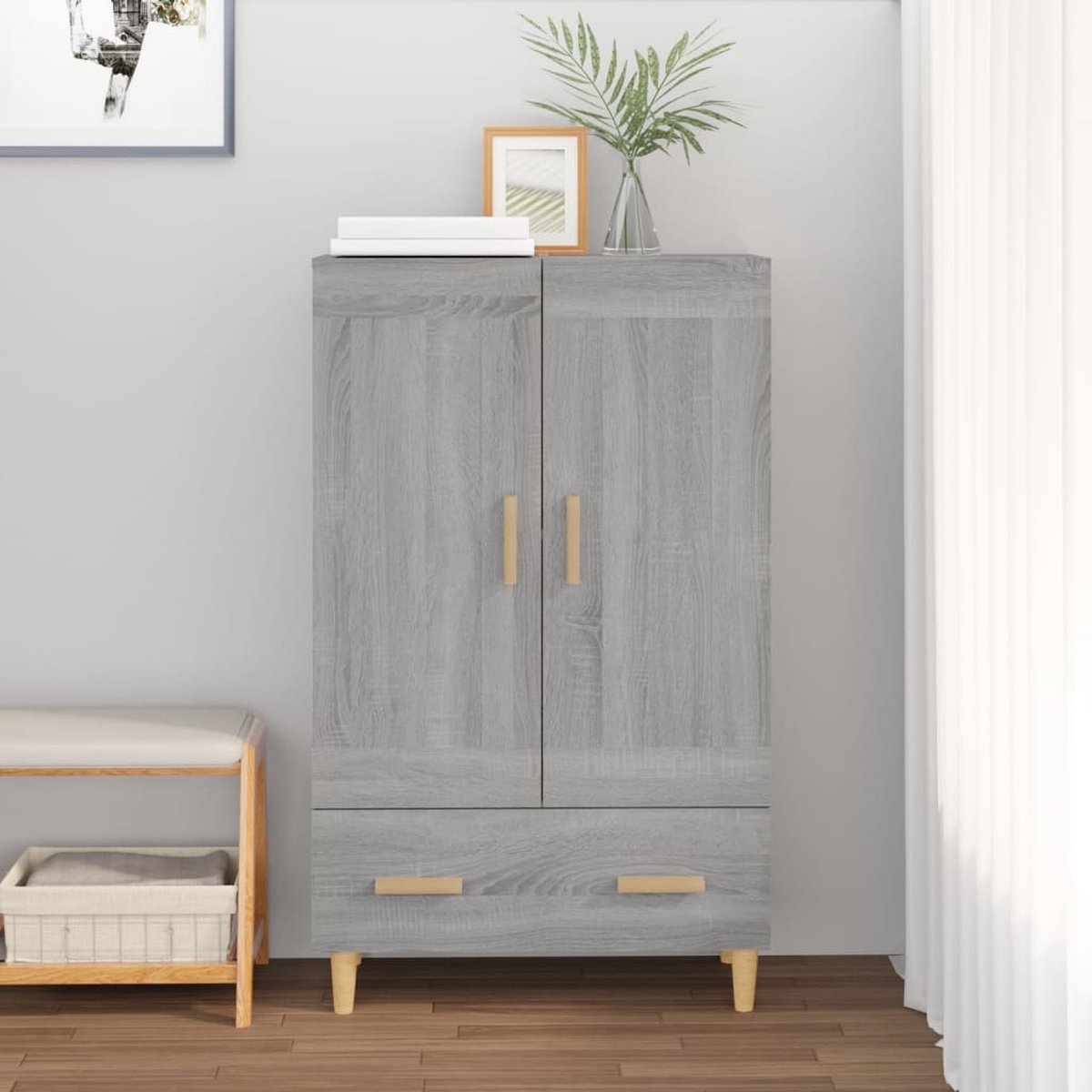Vidaxl Hoge Kast 70x31x115 Cm Bewerkt Hout Sonoma Eikenkleurig - Grijs
