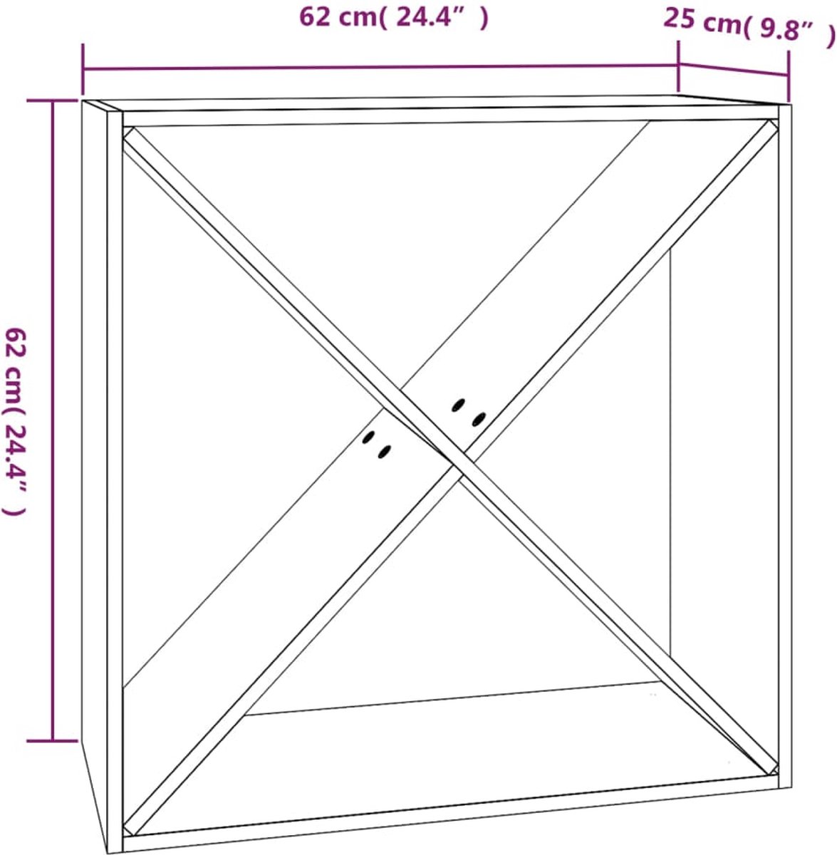 Vidaxl Wijnkast 62x25x62 Cm Massief Grenenhout - Zwart