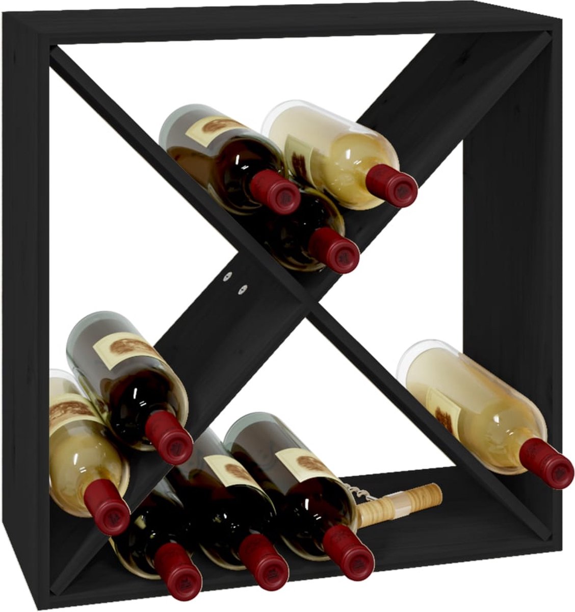 Vidaxl Wijnkast 62x25x62 Cm Massief Grenenhout - Zwart