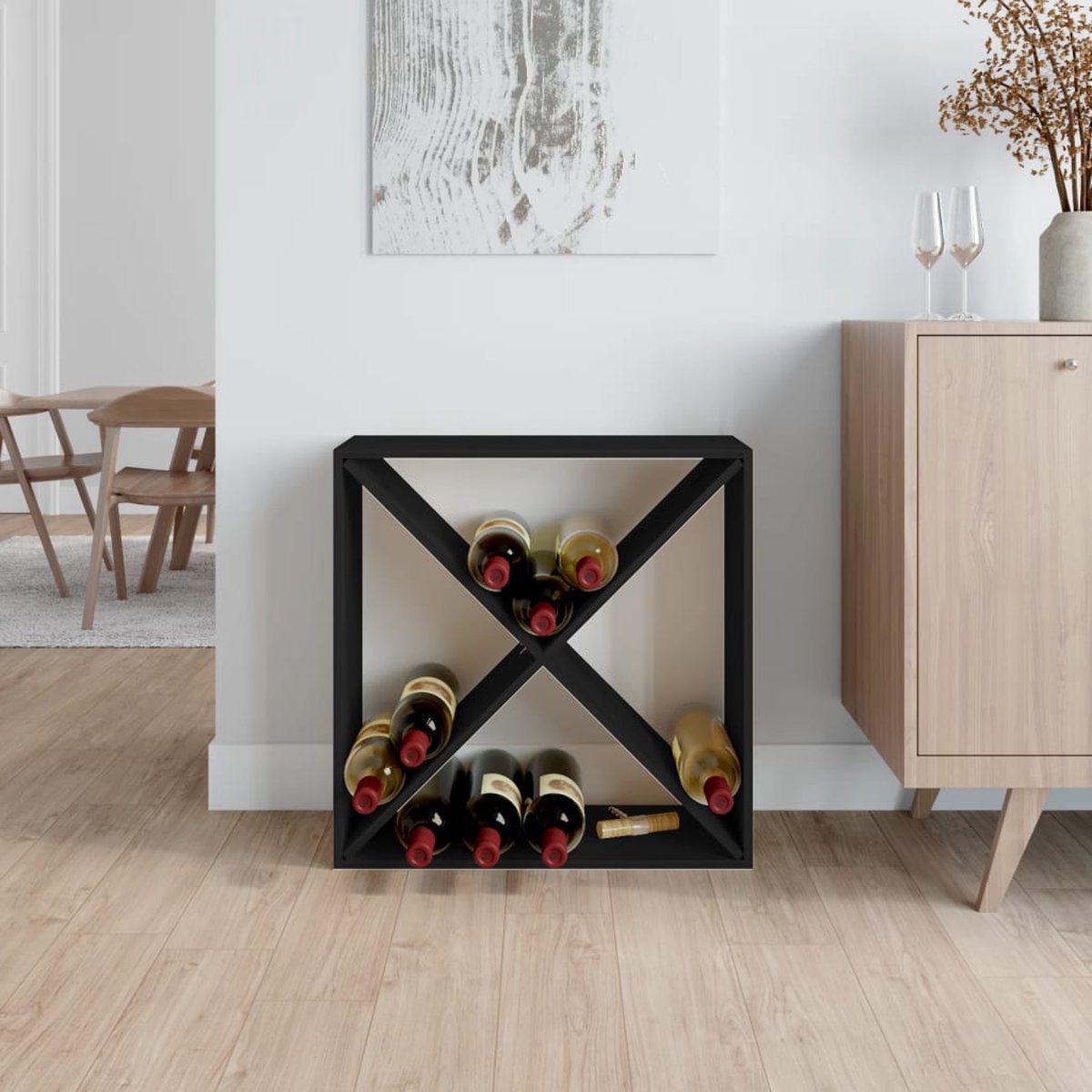Vidaxl Wijnkast 62x25x62 Cm Massief Grenenhout - Zwart