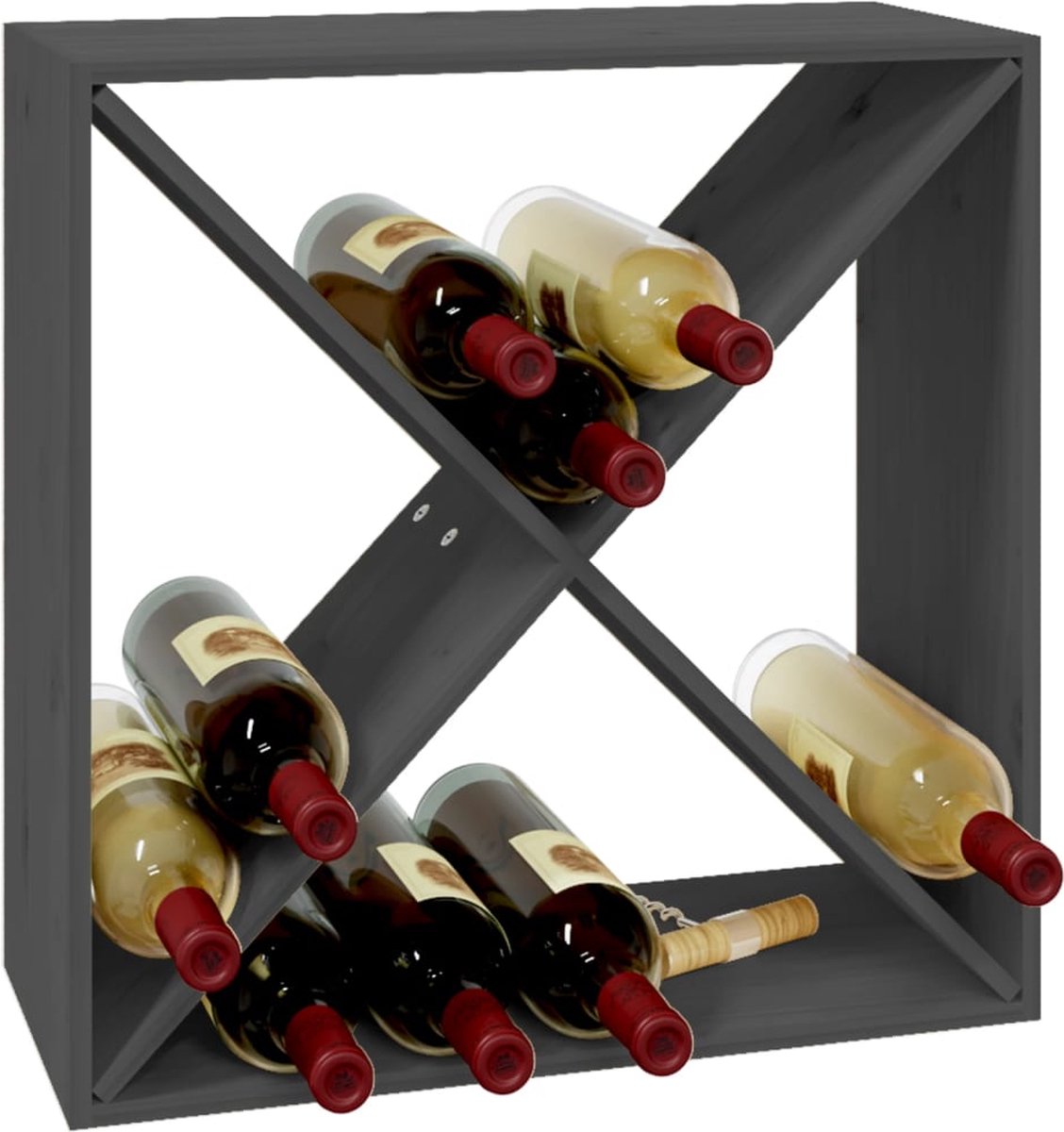 Vidaxl Wijnkast 62x25x62 Cm Massief Grenenhout - Grijs