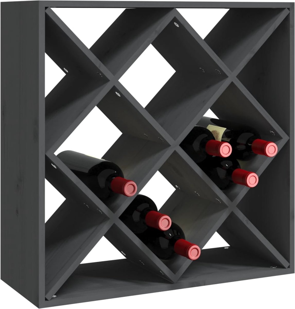 Vidaxl Wijnkast 62x25x62 Cm Massief Grenenhout - Grijs