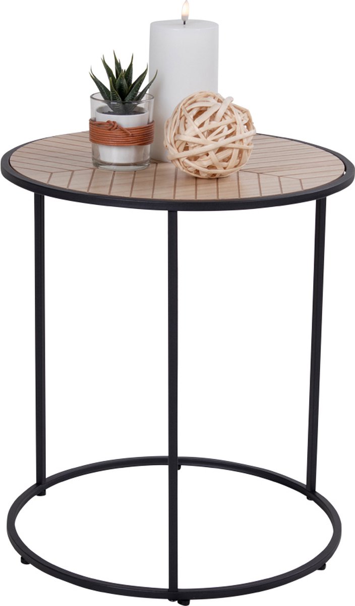 House Nordic Bijzettafel Johanna Rond 40 Cm Naturel En Zwart