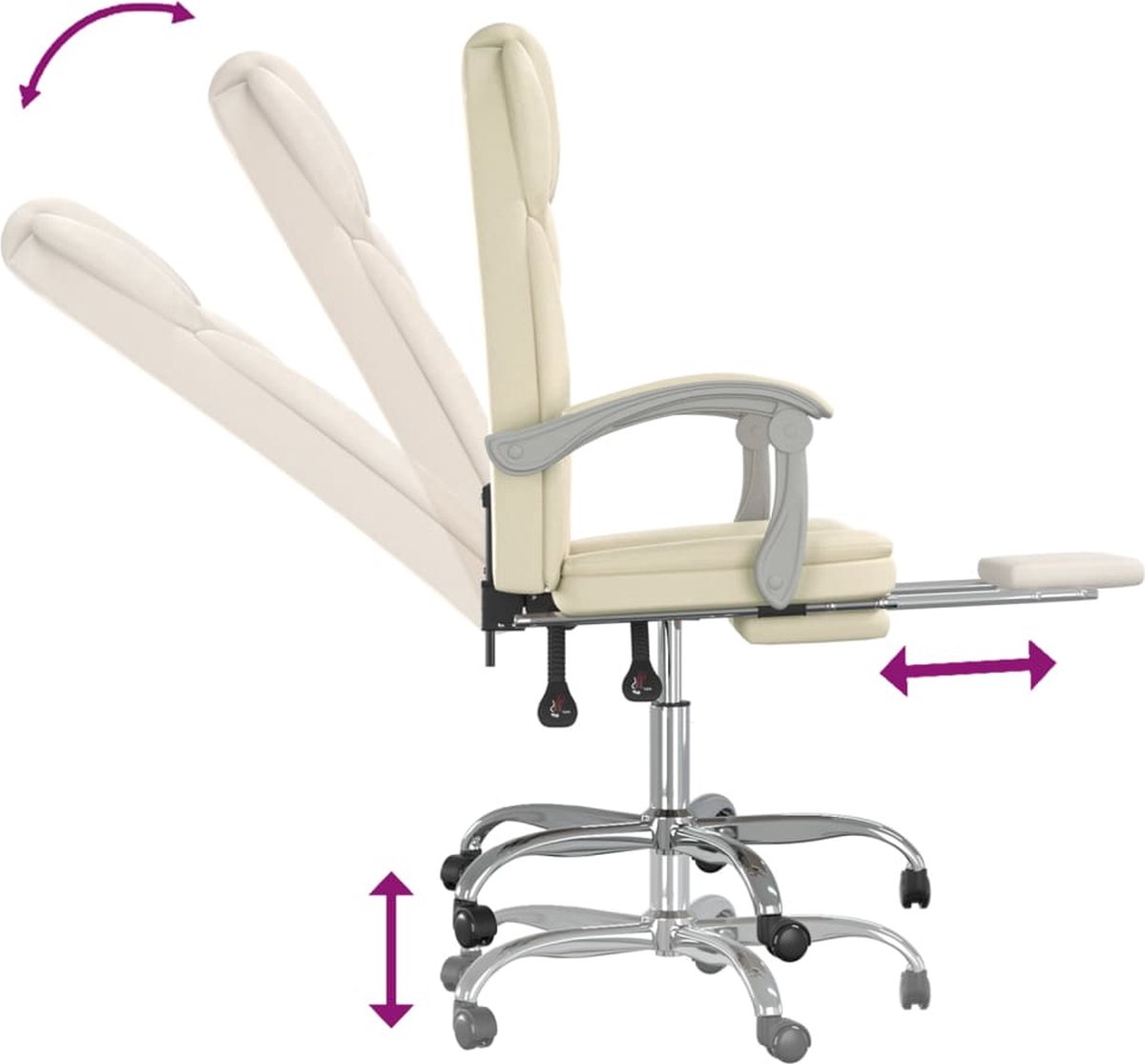 Vidaxl Kantoorstoel Verstelbaar Kunstleer Crèmekleurig