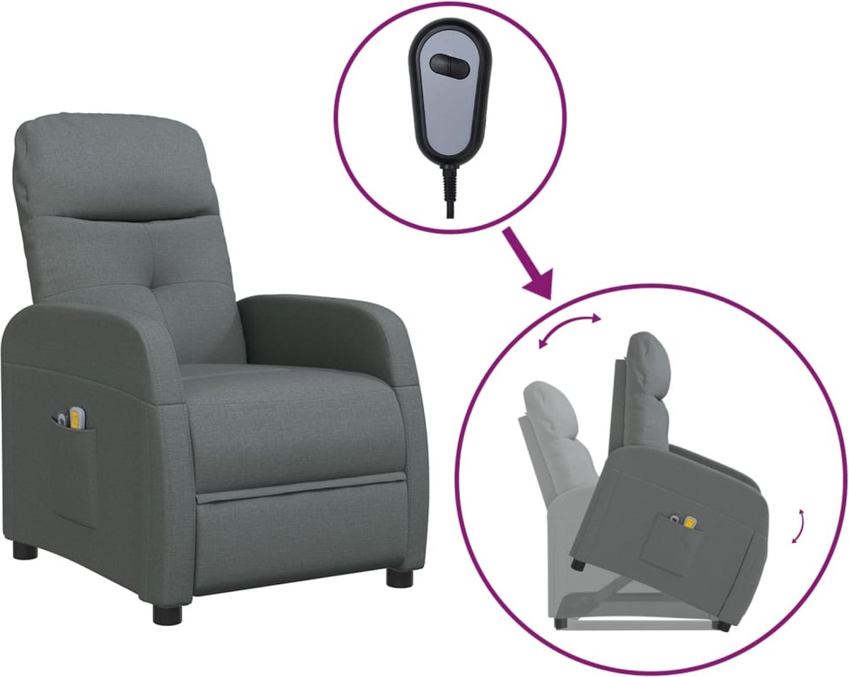 Vidaxl Sta-op-massagestoel Stof Donker - Grijs