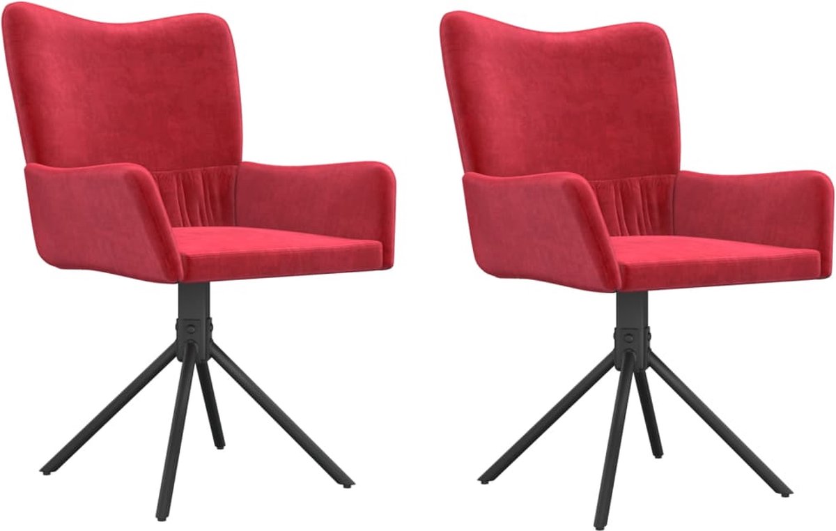 Vidaxl Eetkamerstoelen Draaibaar 2 St Fluweel Wijn - Rood