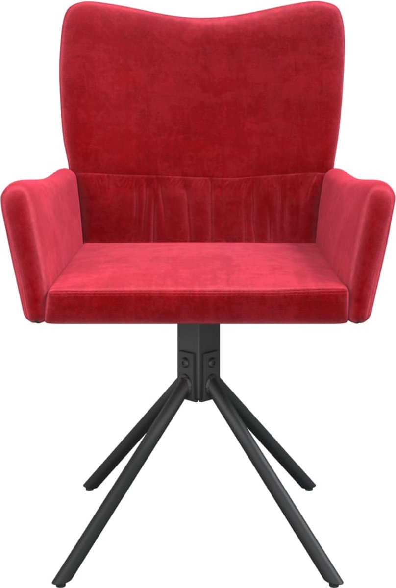 Vidaxl Eetkamerstoelen Draaibaar 2 St Fluweel Wijn - Rood