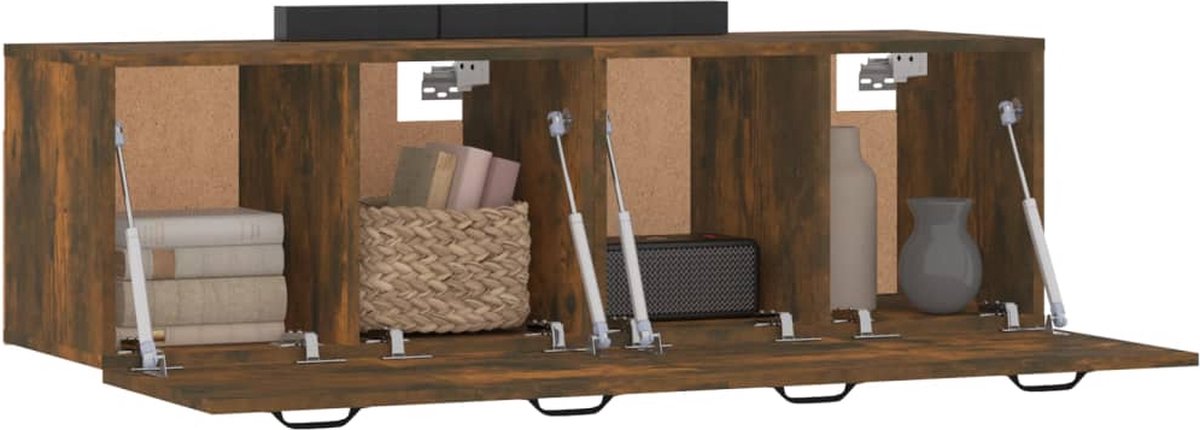 Vidaxl Wandkasten 2 St 80x35x36,5 Cm Bewerkt Hout Gerookt Eikenkleur - Bruin
