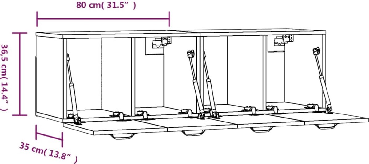 Vidaxl Wandkasten 2 St 80x35x36,5 Cm Bewerkt Hout Gerookt Eikenkleur - Bruin