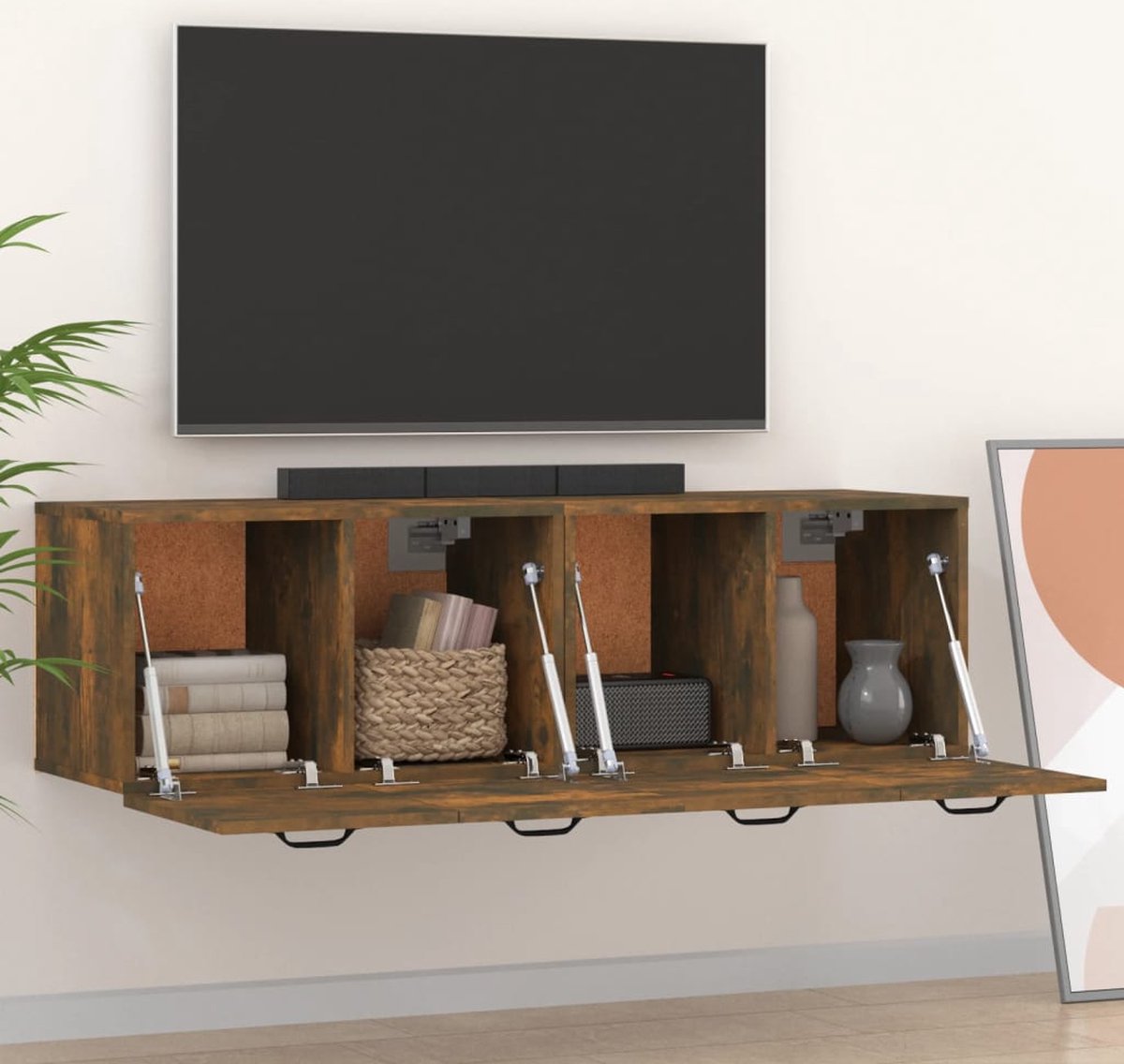 Vidaxl Wandkasten 2 St 80x35x36,5 Cm Bewerkt Hout Gerookt Eikenkleur - Bruin