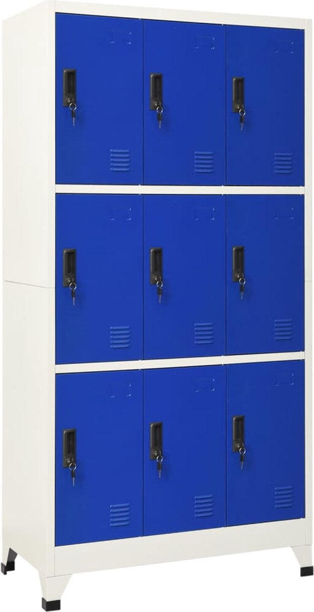 Vidaxl Lockerkast 90x45x180 Cm Staal En Blauw - Grijs