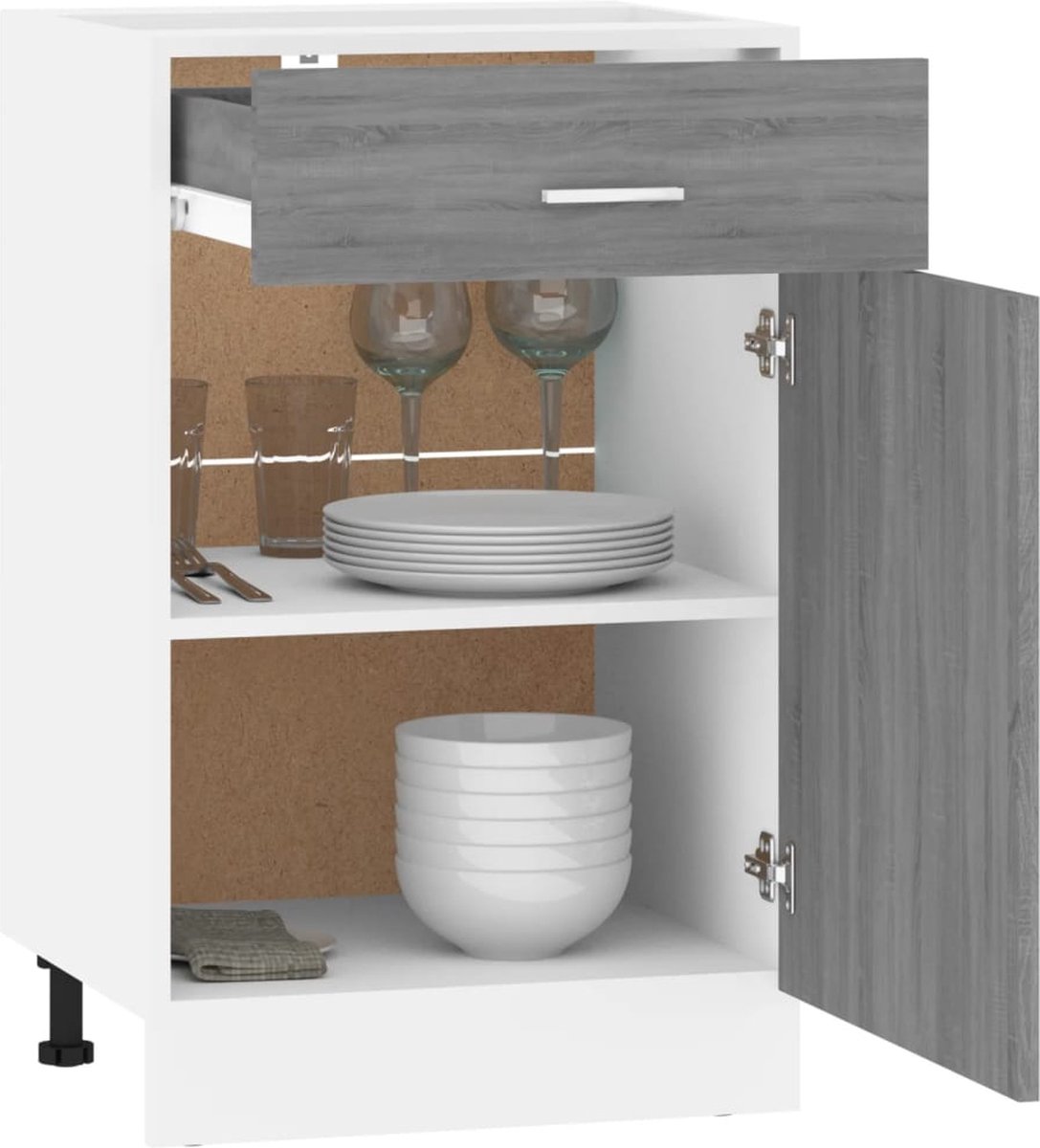 Vidaxl Onderkast Met Lade 50x46x81,5 Cm Bewerkt Hout Sonoma - Grijs