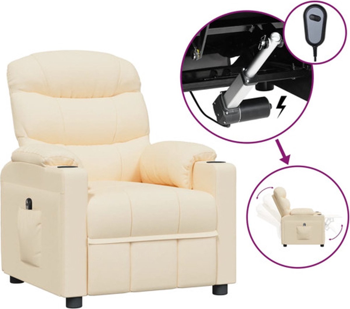 Vidaxl Fauteuil Verstelbaar Elektrisch Stof Crèmekleurig