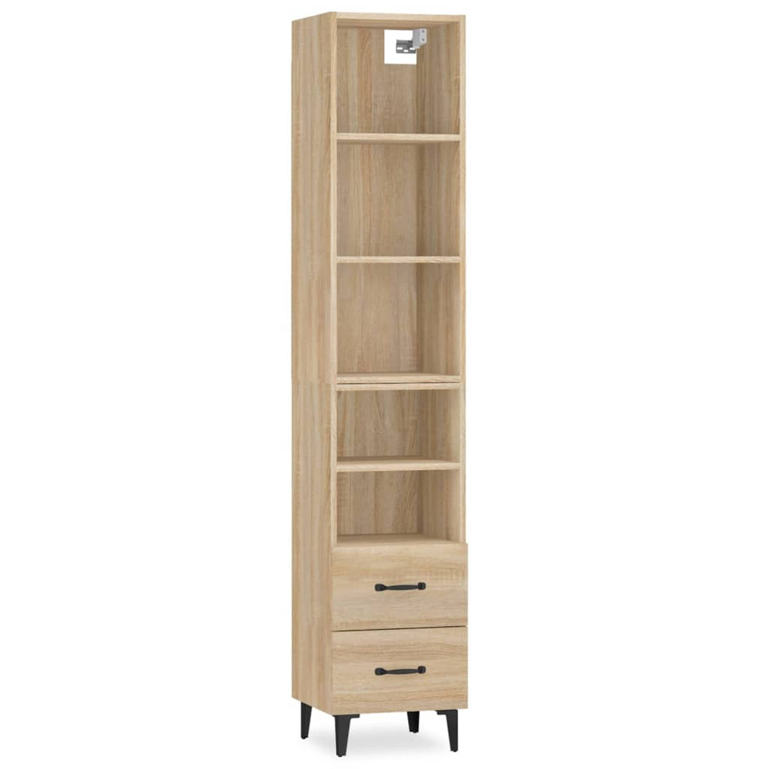 Vidaxl Hoge Kast 34,5x34x180 Cm Bewerkt Hout Sonoma Eikenkleurig - Beige