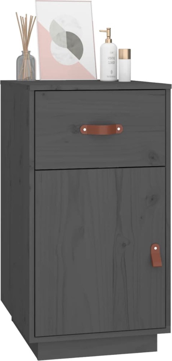 Vidaxl Bureaukastje 40x50x75 Cm Massief Grenenhout - Grijs