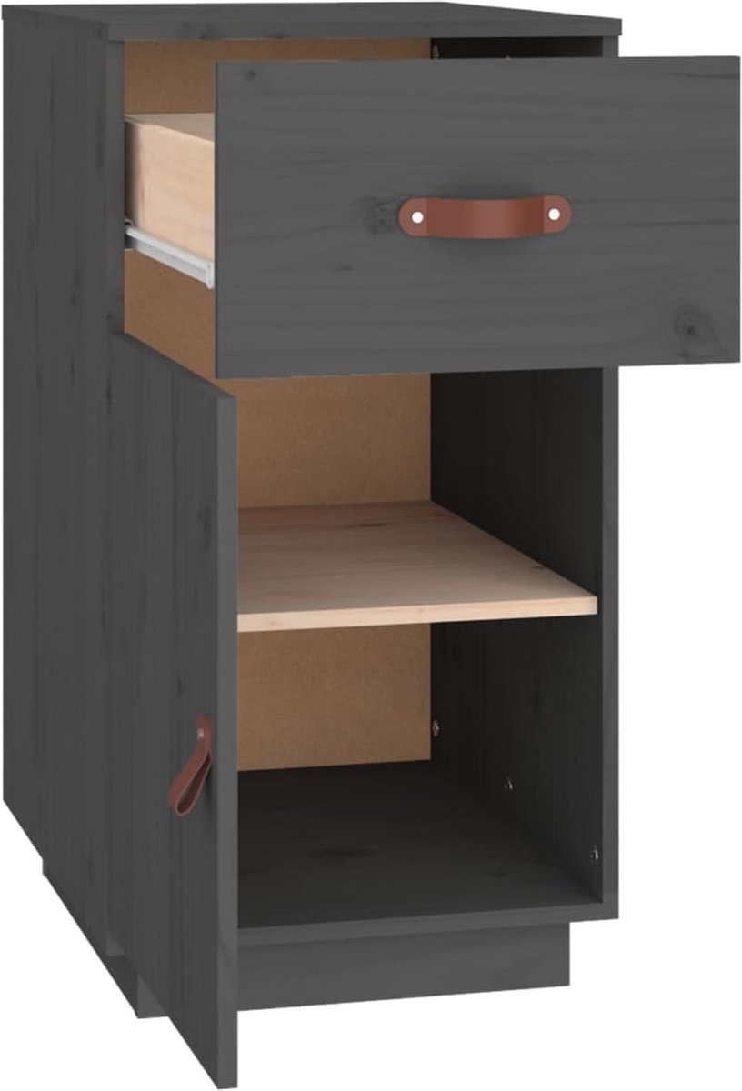 Vidaxl Bureaukastje 40x50x75 Cm Massief Grenenhout - Grijs