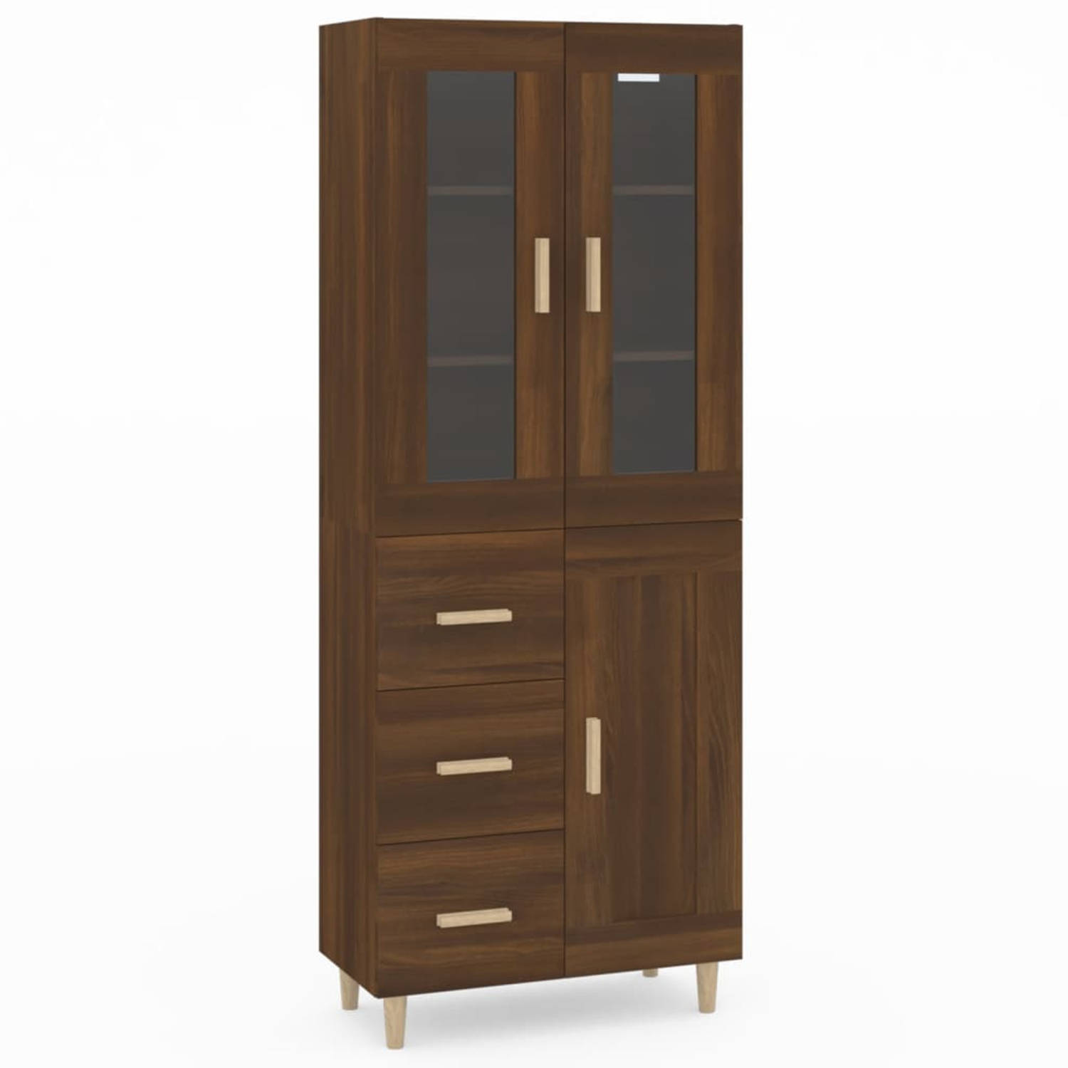 Vidaxl Hoge Kast 69,5x34x180 Cm Bewerkt Houteikenkleurig - Bruin