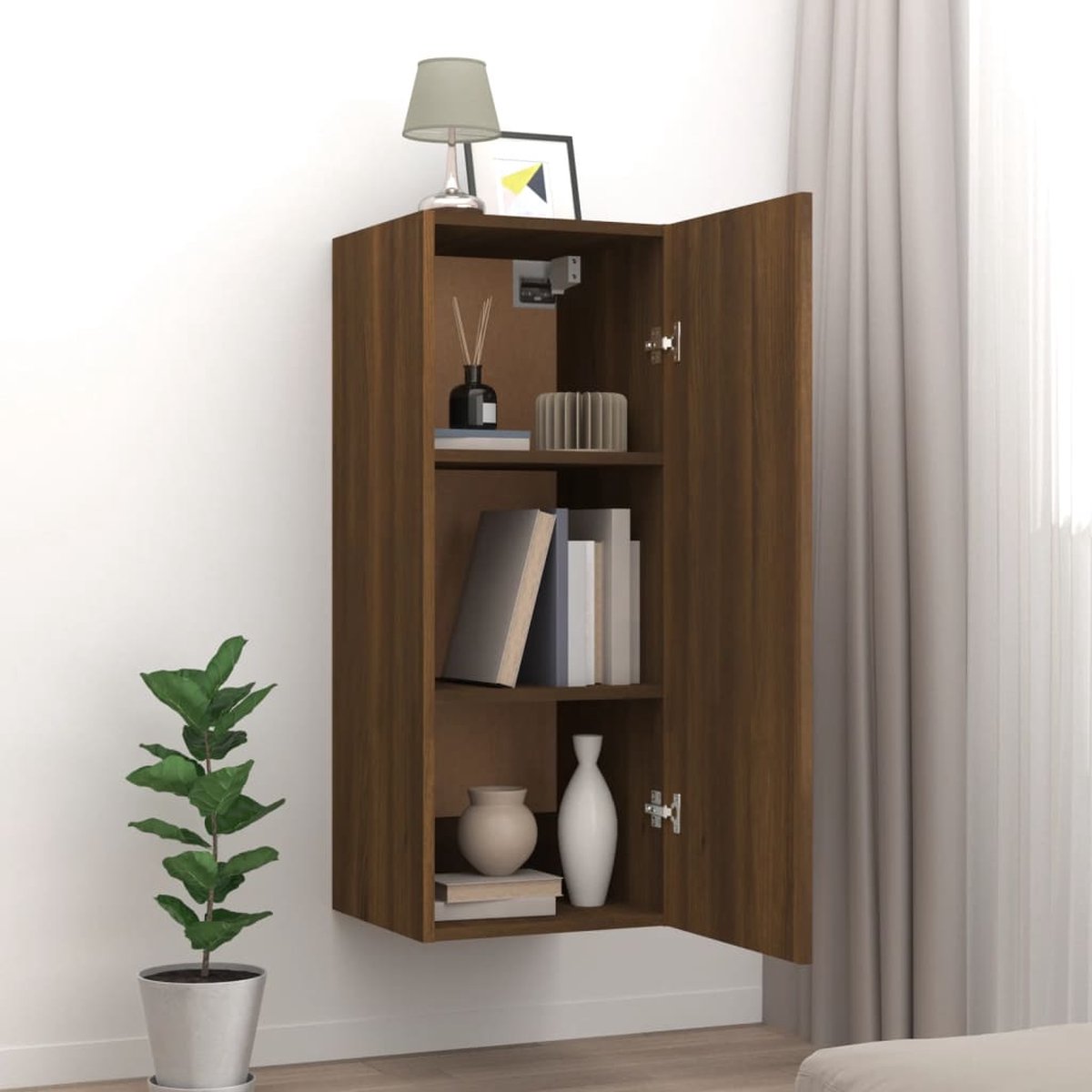Vidaxl Wandkast 34,5x34x90 Cm Bewerkt Houteikenkleurig - Bruin