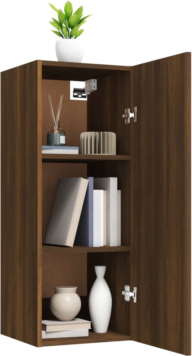 Vidaxl Wandkast 34,5x34x90 Cm Bewerkt Houteikenkleurig - Bruin