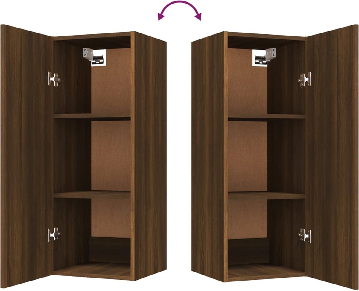 Vidaxl Wandkast 34,5x34x90 Cm Bewerkt Houteikenkleurig - Bruin