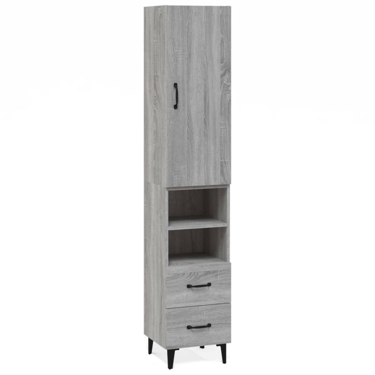 Vidaxl Hoge Kast 34,5x34x180 Cm Bewerkt Hout Sonoma Eikenkleurig - Grijs