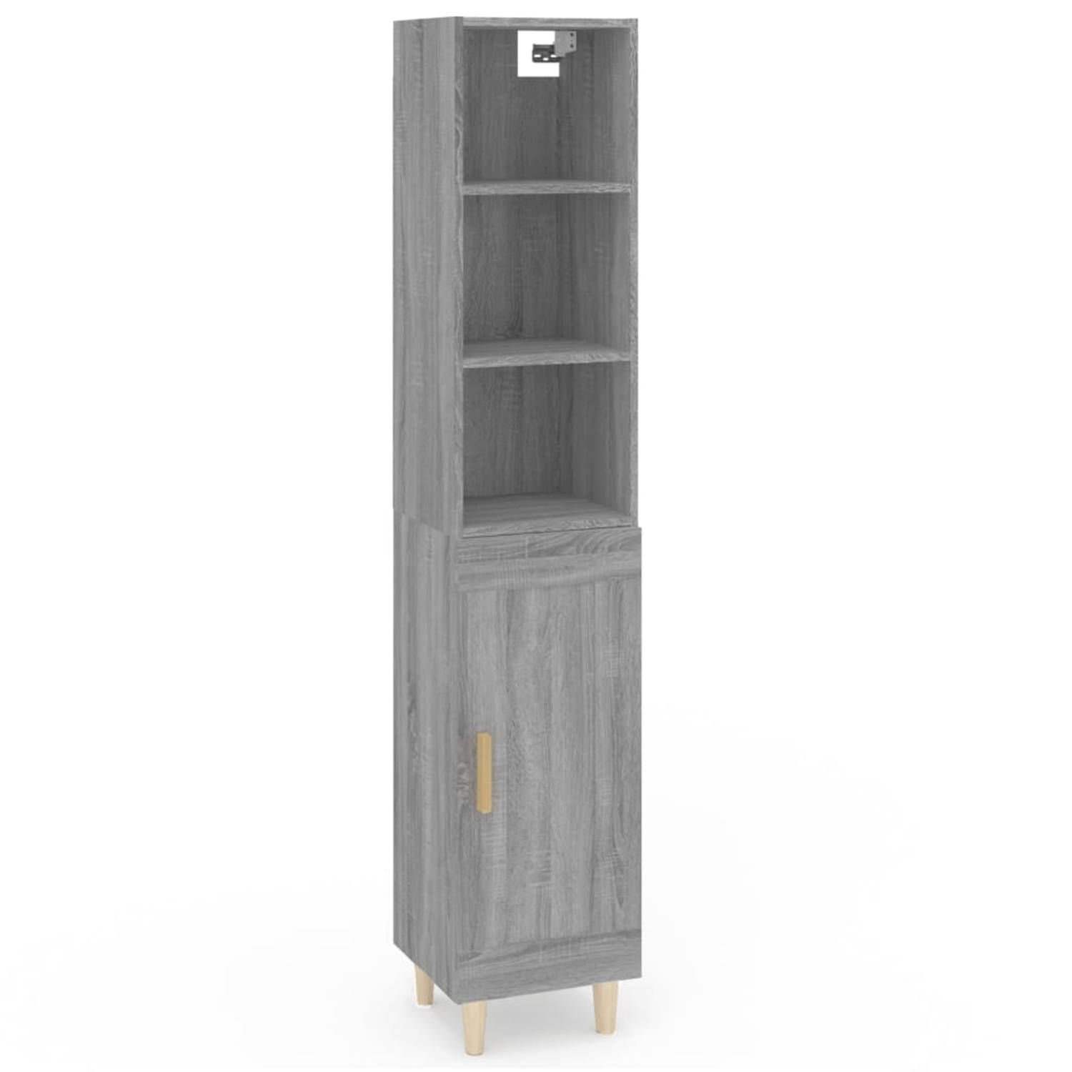 Vidaxl Hoge Kast 34,5x34x180 Cm Bewerkt Hout Sonoma Eikenkleurig - Grijs