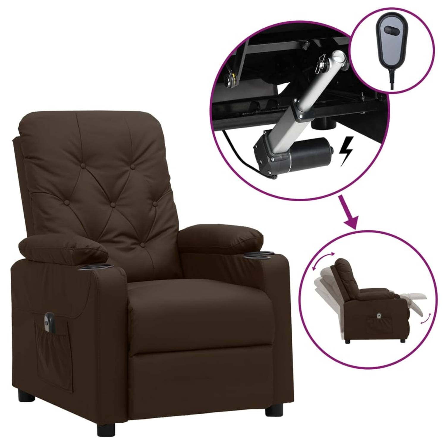 Vidaxl Fauteuil Verstelbaar Elektrisch Kunstleer - Bruin