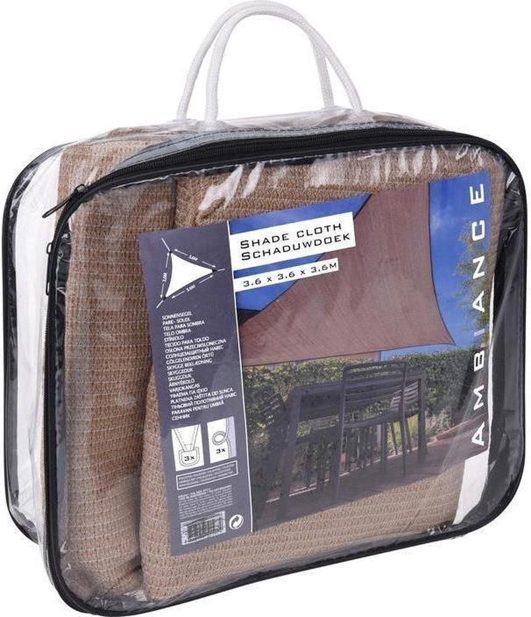 Ambiance Schaduwdoek/zonnescherm Driehoek Zandkleur 3.6 X 3.6 X 3.6 Meter Met Ophanghaken - Schaduwdoeken - Bruin