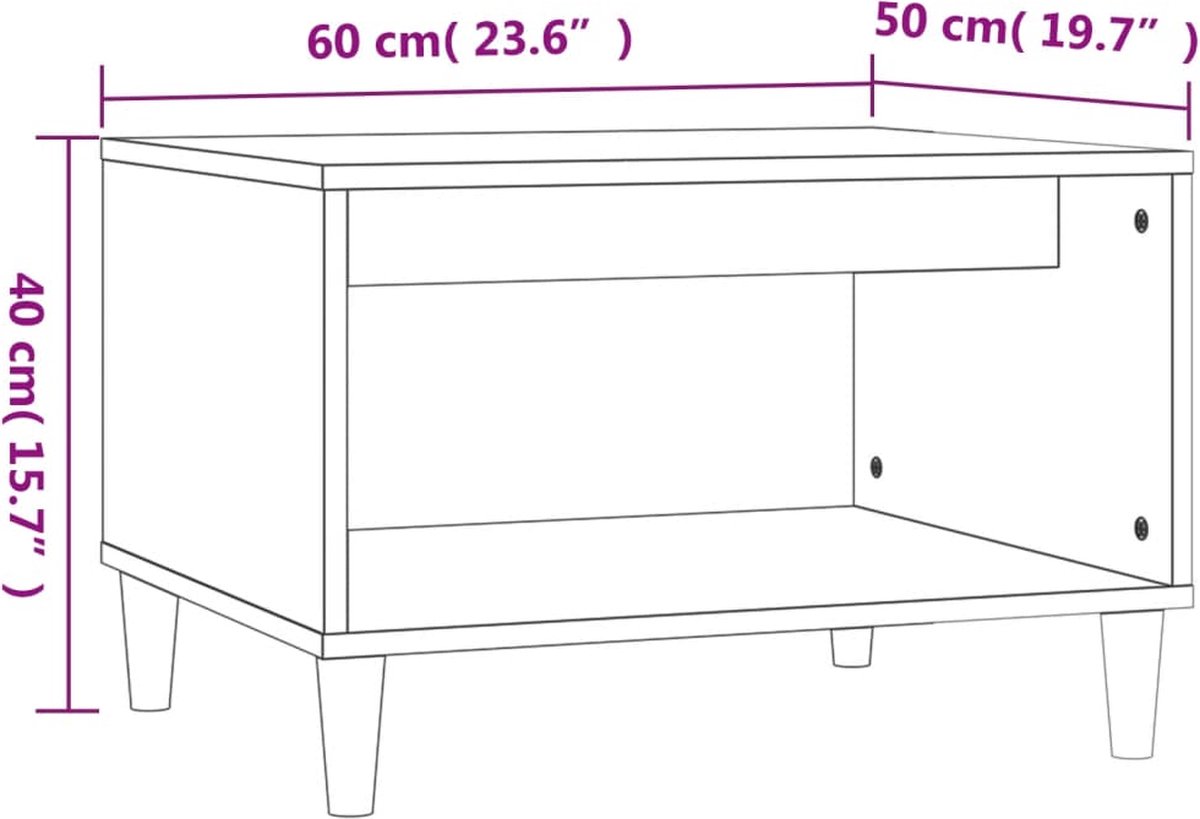 Vidaxl Salontafel 60x40x50 Cm Bewerkt Hout Wit