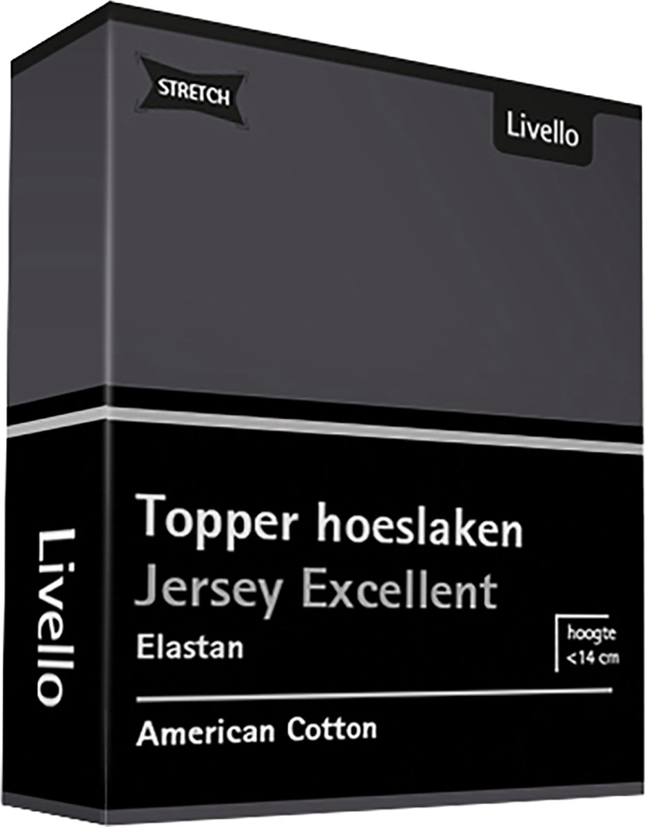 Livello Hoeslaken Topper Jersey Excellent Dark Grey 180 X 200 Cm - Grijs