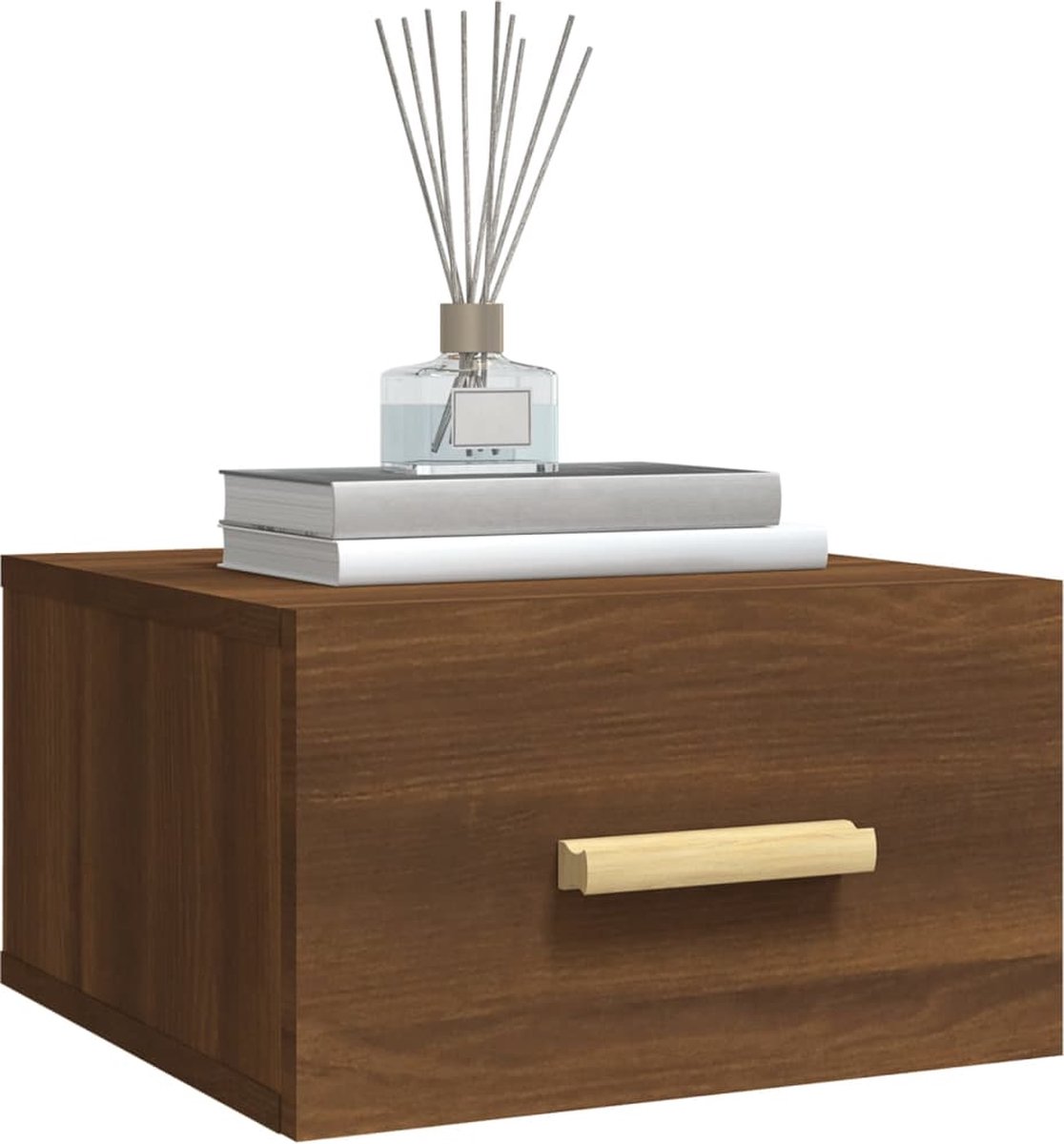 Vidaxl Nachtkastje Wandgemonteerd 35x35x20 Cmeikenkleurig - Bruin