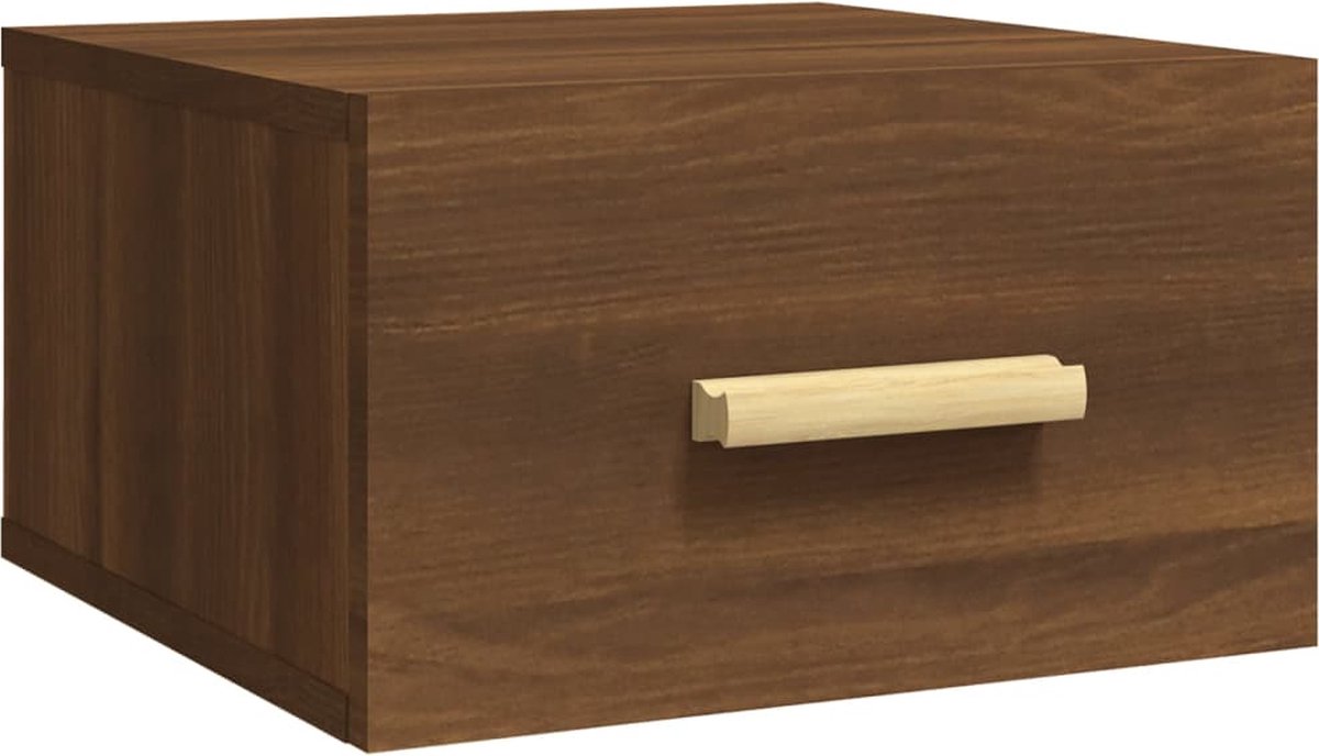 Vidaxl Nachtkastje Wandgemonteerd 35x35x20 Cmeikenkleurig - Bruin
