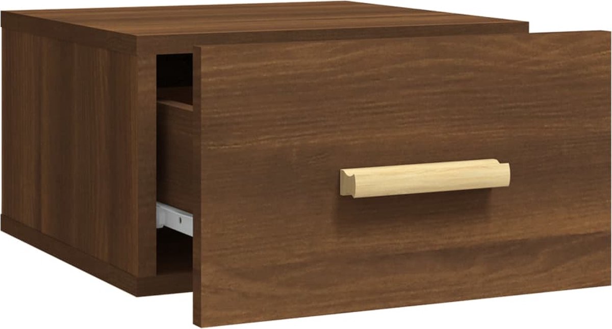 Vidaxl Nachtkastje Wandgemonteerd 35x35x20 Cmeikenkleurig - Bruin