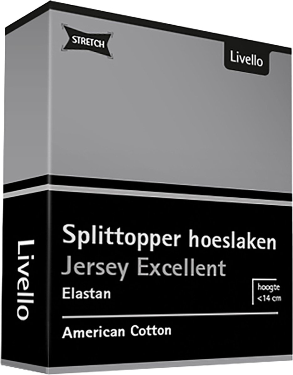 Livello Hoeslaken Splittopper Jersey Excellent Light Grey 180 X 200 Cm - Grijs