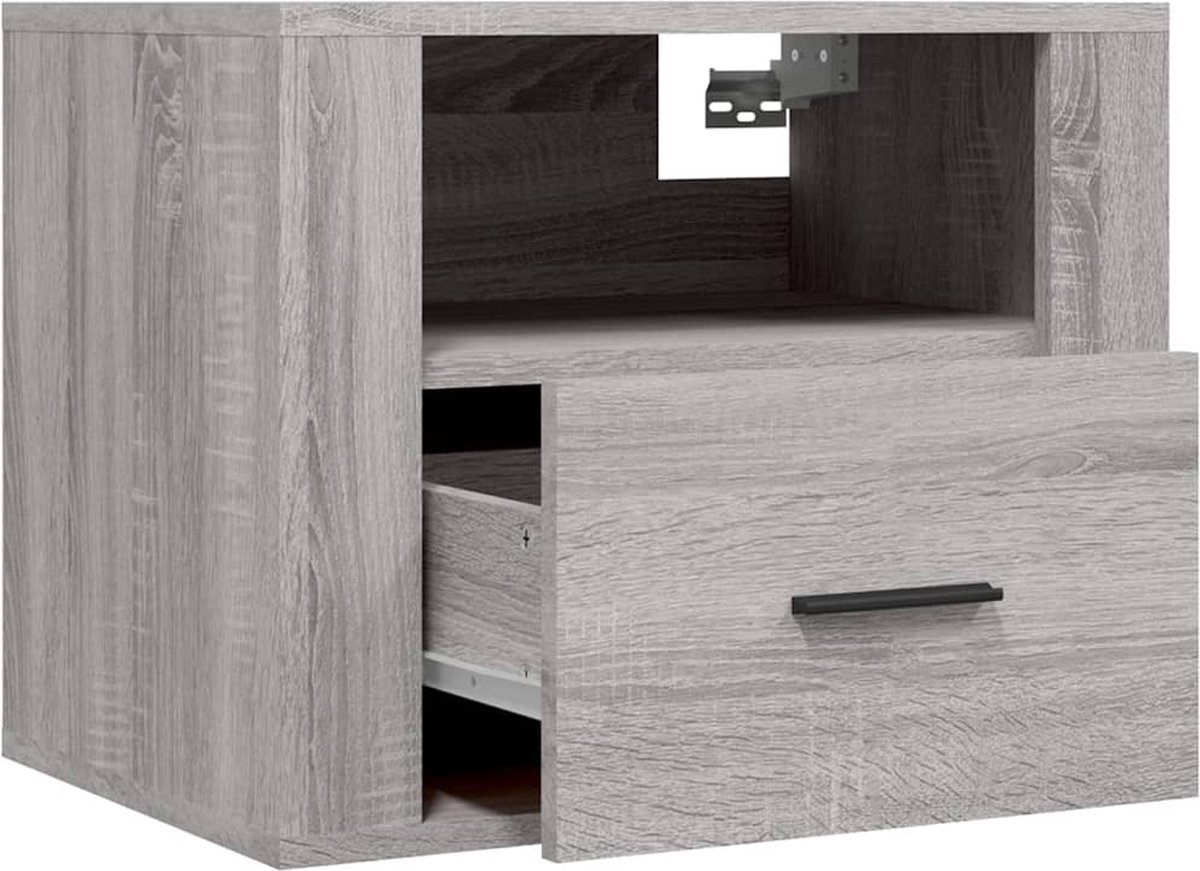 Vidaxl Nachtkastje Wandgemonteerd 50x36x40 Cm Sonoma Eikenkleur - Grijs
