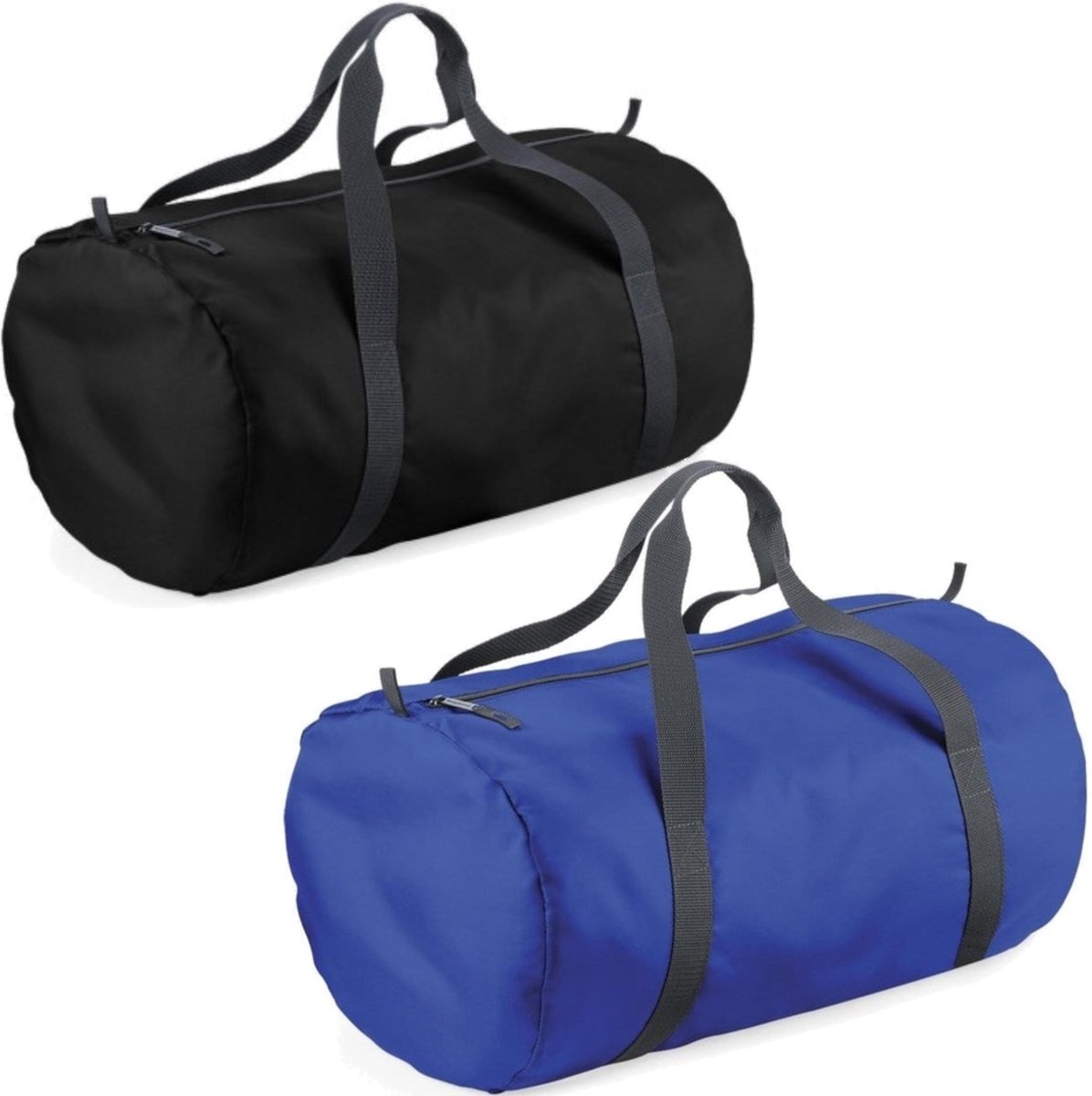 Decoris Set Van 2x Kleine Sport/draag Tassen 50 X 30 X 26 Cm En Blauw - Sporttassen - Zwart