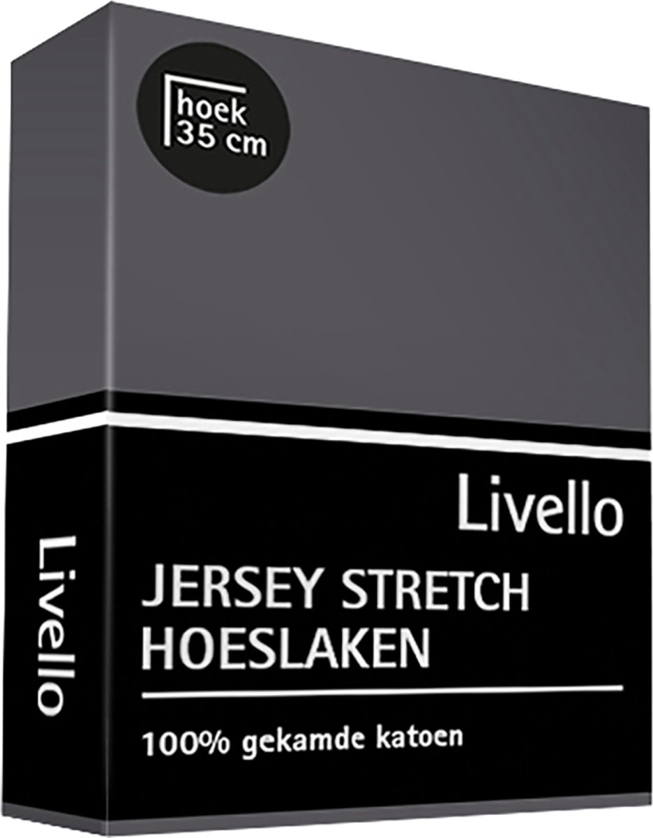 Livello Hoeslaken Jersey Donker 90 X 220 Cm - Grijs