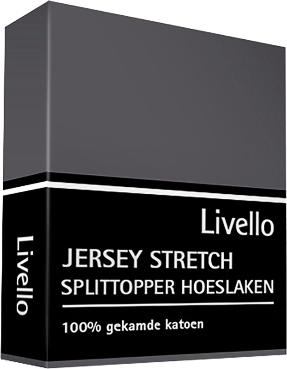 Livello Hoeslaken Splittopper Jersey Donker 180 X 200/ 210 Cm - Grijs