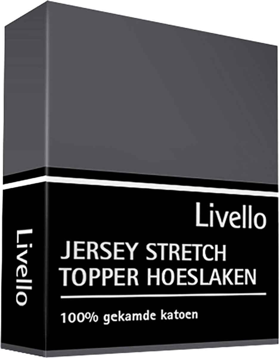 Livello Hoeslaken Topper Jersey Donker 160 X 200/ 210 Cm - Grijs